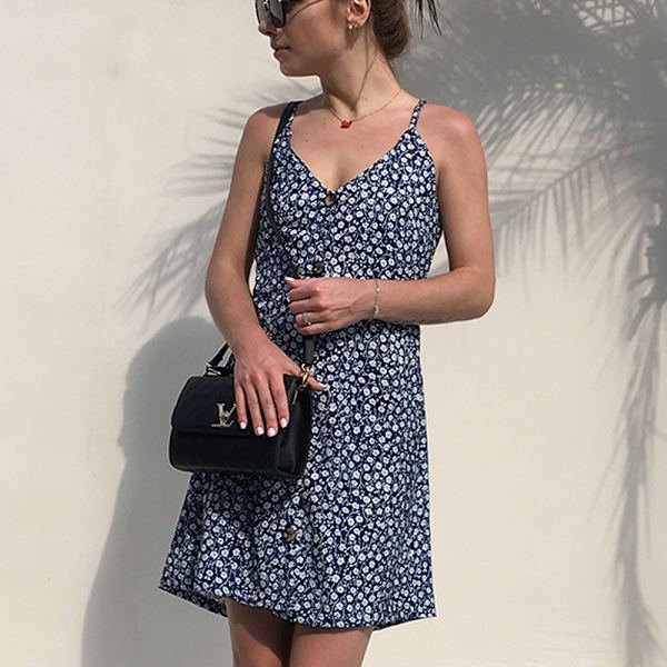 Kvinnors Sommarklänningar Casual Polka Dot Flowy Midi Klänningar