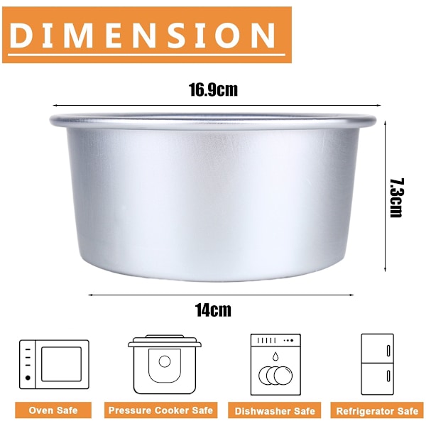 15 cm Non-stick rund kageform i aluminiumslegering, bageform, let at rengøre, spejlfinish og let at løsne