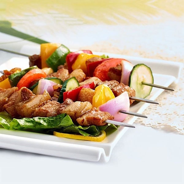 Homealexa 20 stk. grillspyd, grill kabob spyd 37,5 cm rustfrit stål lange spyd schaschlikspyd kødspyd til lejrbål eller
