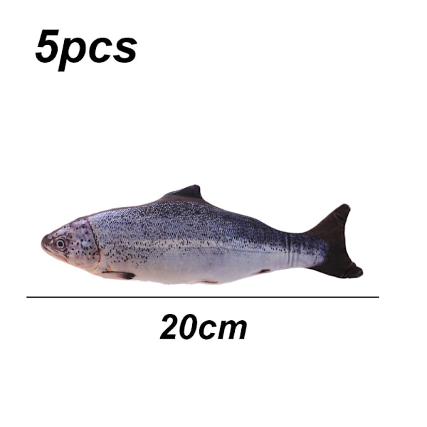 5 stk. kattegræs legetøj simulerer fiskeform blød kattegræs interaktiv kæledyrs pude tyggeforsyninger