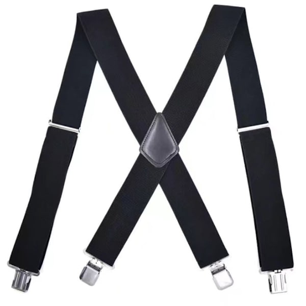 Elastiska 5 cm breda hängslen, 4 starka clips X-form, män & kvinnor