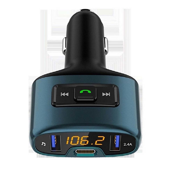 Bluetooth FM-sender for bilen, adapter for trådløs FM-radiosender, to USB-ladeportar, handsfree-funksjon, MP3-musikkspelar med