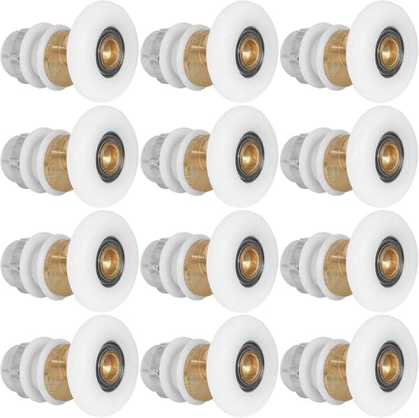 12-pack duschdörrrullar, 23 mm duschdörrrullar i mässing - Tjocklek: 6 mm
