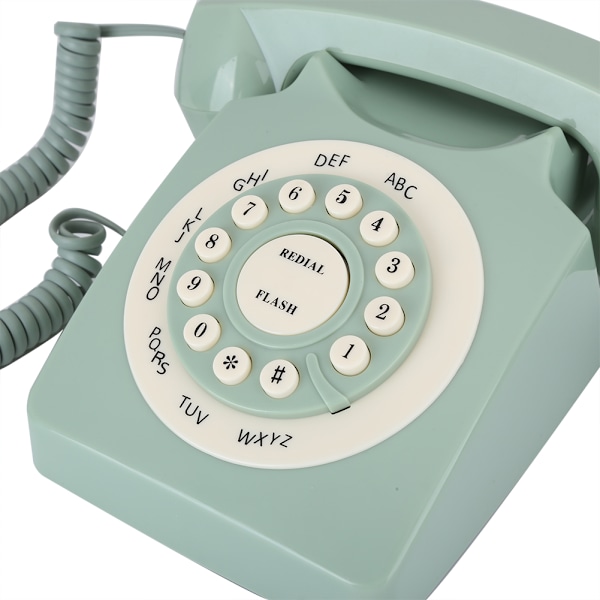 Antik europeisk vintage fasttelefon grønn høydefinisjonssamtale stor klar knapp