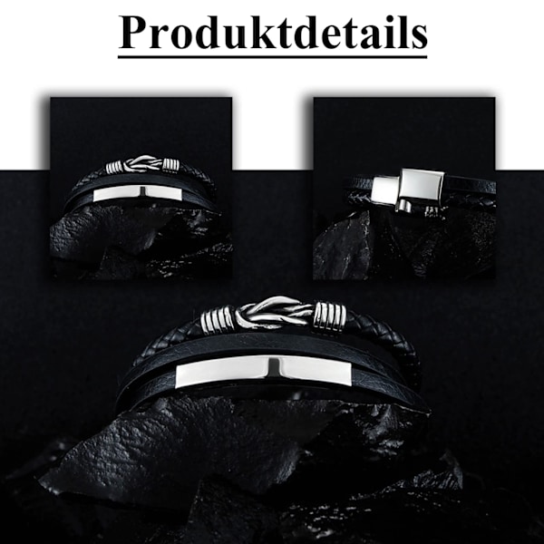 Herr Läder Armband Svart, Herr Läder Armband, Flätad Läder Armband För Herrar, Herr Armband, Den Perfekta Presenten Till Fars Dag