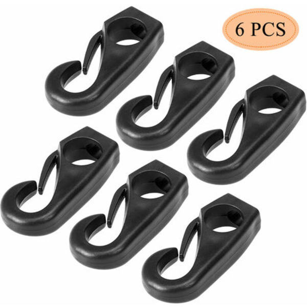 6 stk - Elastisk Snor Spenne - Svart