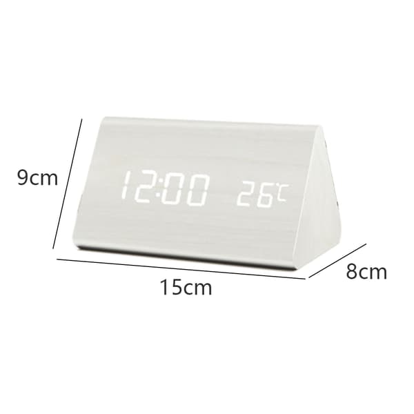LED kreativ digital träklocka temperatur evighetskalender uppladdningsbar röstklocka