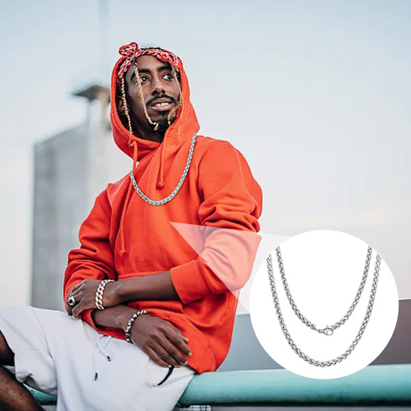 QttvbTna Cubanske Led Kæder, 5mm Herre Cubansk Led Kæde Halskæde Rustfrit Stål Hip Hop Halskæder, Hals Led Kæder til Mænd Kvinder, Gave til Kvinder Mænd