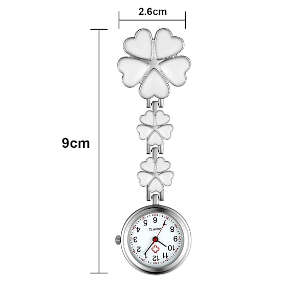 Kvinnors Clip on Fob Watch, Zinklegering Quartz Sjuksköterska Klocka, Blomformig Slagklocka, Hängande Fickur, med fem hjärtformade