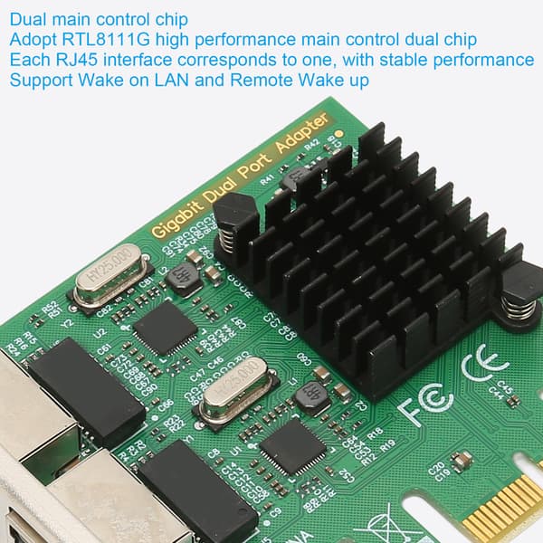 PCI E NIC Netværkskort 2 Vejs RJ45 Port til RTL8111G Chipsæt PCIE X1 Ethernet LAN Adapter til Win til Linux til VMware