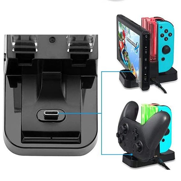 Laddningsstation för Switch Pro-kontroller för Nintendo Switch med LED-laddningsindikator