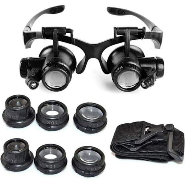 Forstørrelsesglas Hovedbøjle Front Forstørrelsesglas Forstørrelsesglas LED-belysning Forstørrelser på 10x, 15x, 20x og 25x