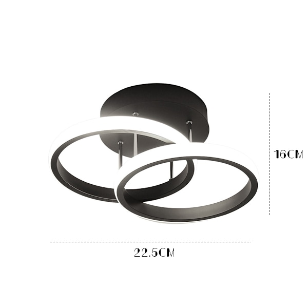 LED Loftlampe, 42W Moderne Loftlampe, Dobbelt Ring LED Loftlampe 4500K 3360 Lumen, Sort Akryl Loftlampe til Soveværelse, Stue,