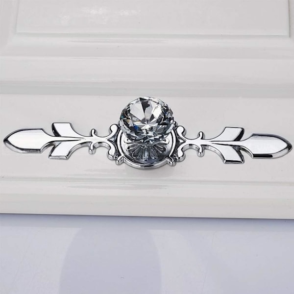 Krystall Skuffeknotter, 4 stk Diamant Skap Håndtak, Klare Krystall Dørknotter, Skap Skuffeknott, Garderobehåndtak, for Skap, Skuff, Dør
