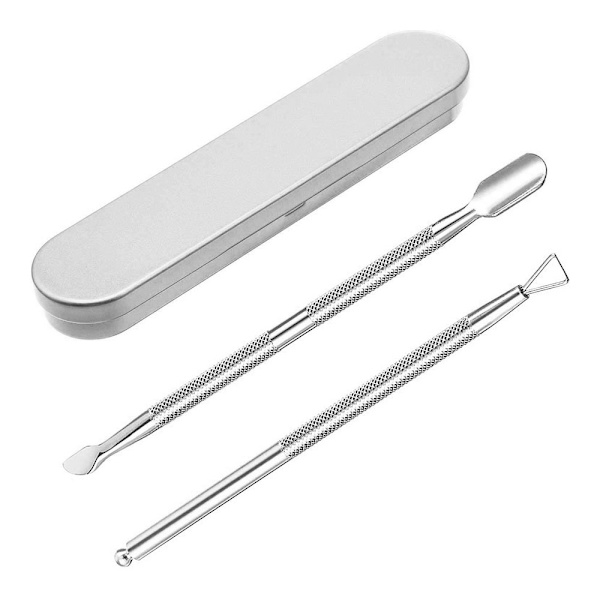 2 st Premium nagelbandsskrapa och -skärare, manikyrverktygssats för fingernaglar, rustborttagningssats i rostfritt stål, rustborttagningsplanerare, rustborttagningspush