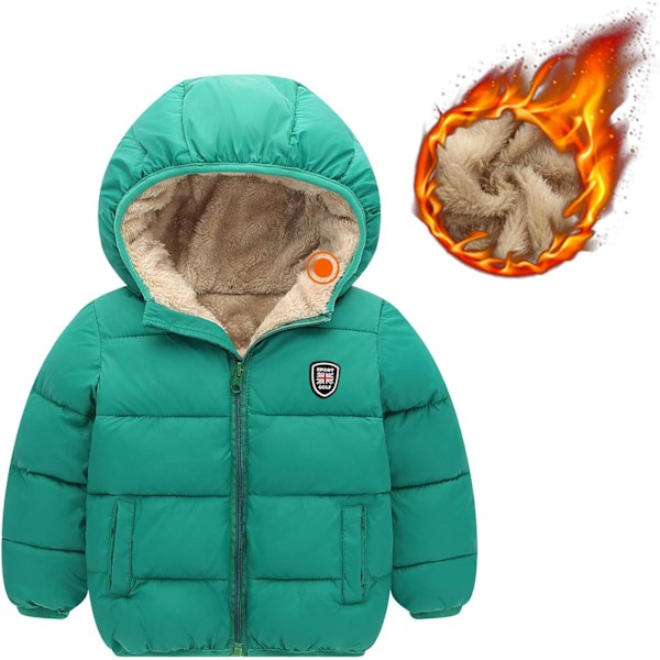 Grön Toddler Dunjacka Avtagbar Huva Vindtät Snö Vinterrock Ytterkläder