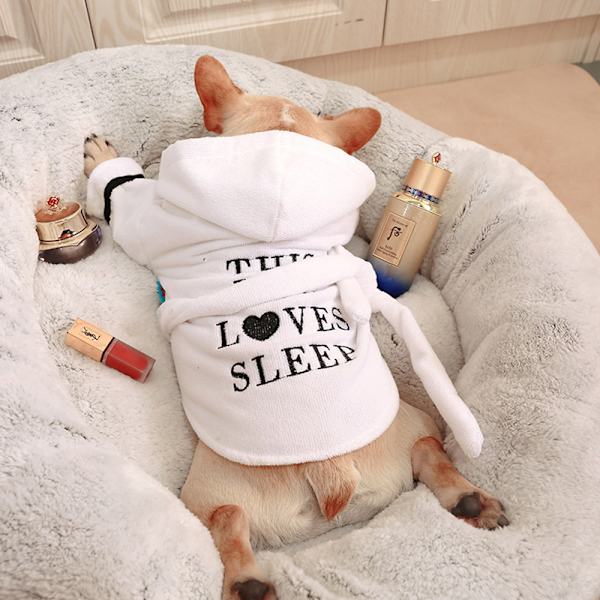 Husdjurskläder Hund vit huvtröja Pyjamas Badrock Hundkläder Husdjursbadrock