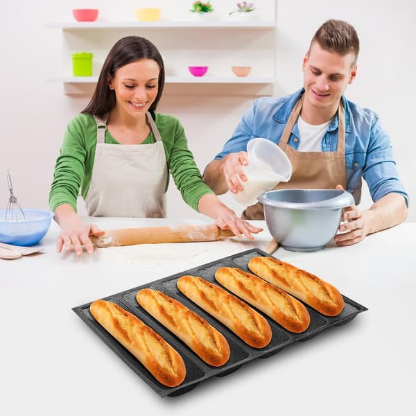 Silikone Perforerede Bageforme Sandwichform Fransk Baguette Brødform Madmåtte 5 Brød Non-Stick Bageunderlag