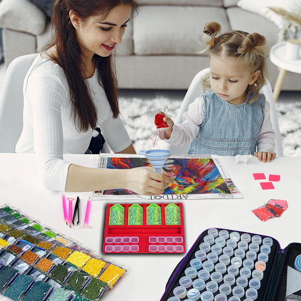 Diamantmålning Tillbehör Bricka Organizer för Vuxna, Multi-Båt Hållare för Bricka Fyrkantig Pärlförvaring Behållare, Diamantmålning Verktygssatser
