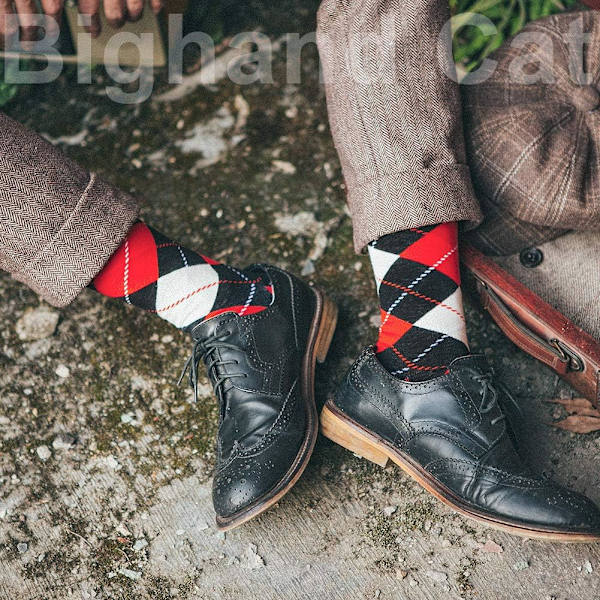 5 par herrstrumpor med roliga färgglada mönster, kammad bomull, crew socks