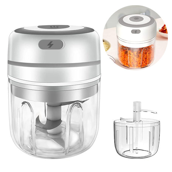 Elektrisk hvidløgshakker, Mini bærbar trådløs foodprocessor, Hvidløgspresser Hakker Knuser, Lille madkværn til at hakke løg og kød