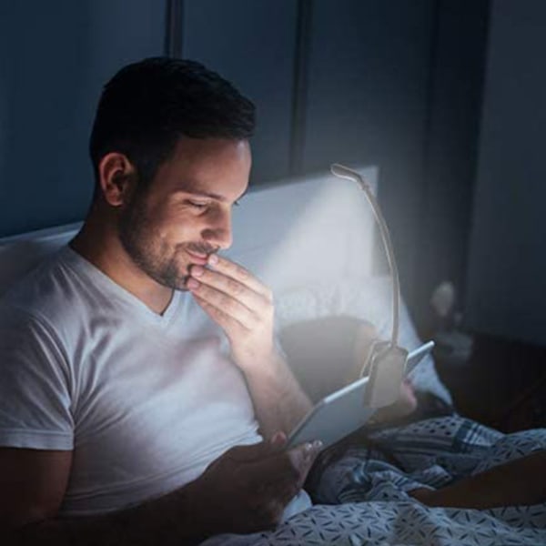 Boglampe, genopladelig LED USB læselampe, øjenbeskyttende clip-on lampe, sengelampe til børn og bogorme, til seng, sofa, nodestativ, kontor, rejser