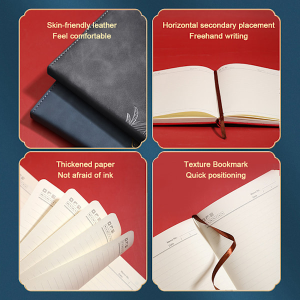 Linjerat anteckningsblock, A5 anteckningsblock, 8,46\" x 5,7\" Hardcover läder, Affärsgåva Kontorsmaterial för män kvinnor
