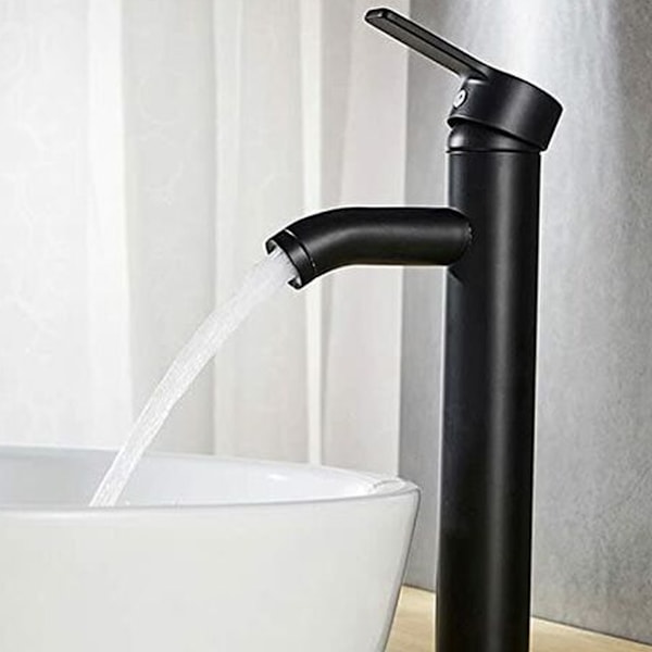 Matt svart kran Koppar Badrum Diskho Blandare Kran Matt Varm Kallt Vatten Handfat Kran Elegant och Retro Design Enhåls Spak Kran Hållbar Handfat