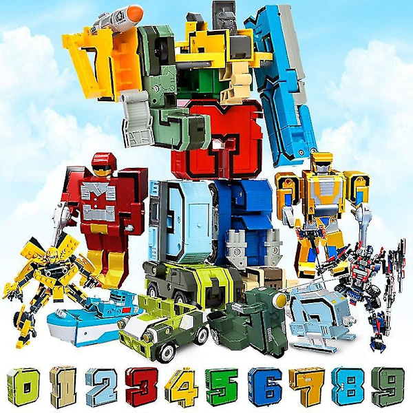 Samlesæt Byggeklodser Pædagogisk Legetøj Actionfigur Transformation Nummer Robot Deformation Legetøj Til Børn