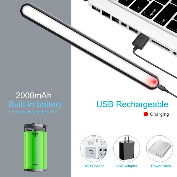 Dimbar touch-ljuslist under lampor klistra på väggen läsning batteridriven LED uppladdningsbar magnetisk montering huvudgavel självhäftande lampa garderob loft
