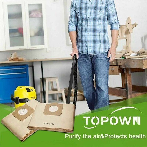 10 kpl Pölynimurin pussit 6.959-130.0 paperipusseille WD3 WD3P WD3 Premium Pölynimurin paperipölypussi A 2201 A2204 A2504