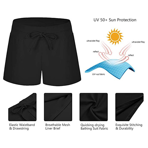 Boardshorts til kvinder - Tankini Badetøj - Badebukser - Badetøj - Bund - Boardshorts - Strandbukser - Sort
