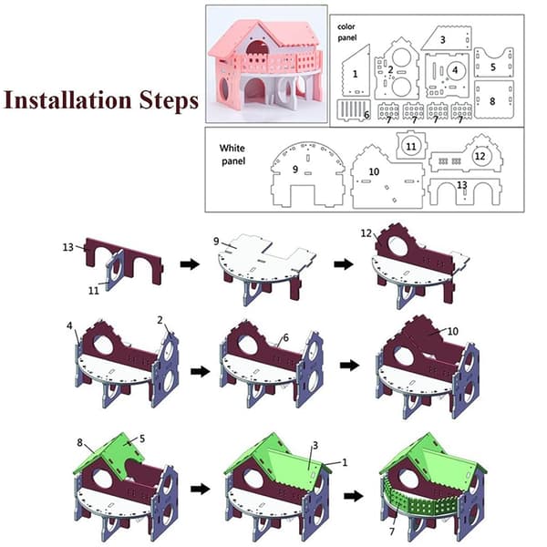 Hamster Hideout, Saml Hamster Hut Villa, Bur Dekoration Tilbehør, Legetøj Til Hamster Hamster Soveværelse