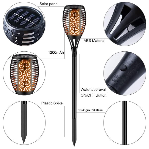 Solcellslampor 33 LED 72cm Flimrande Ljus Utomhus Trädgårdsdekoration - 4-pack