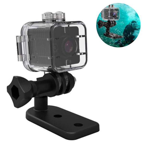SQ12 Mini Kamera Vedenkestävä Full HD 1080P Yönäöllä ja Liiketunnistuksella, Kannettava Video Urheilu DVR Videokamera Autotallennin, Pieni