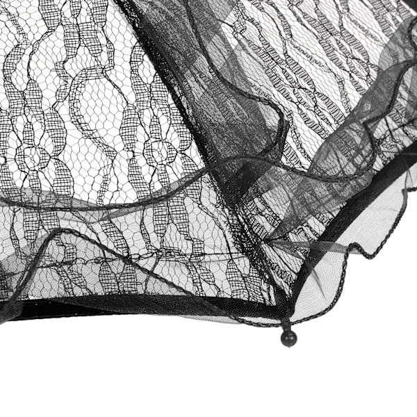Brude Paraply Bryllup Unik Foldbar Blonde Stof Parasol Paraply Performance Rekvisitter Sort