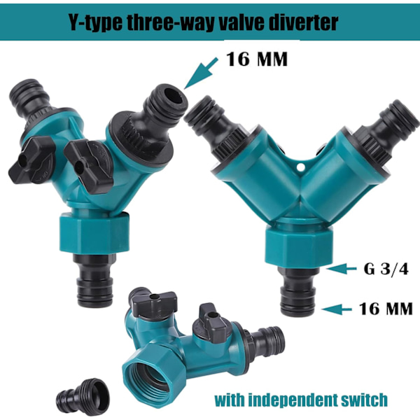 En i to dobbelt gennemgangsventil manifold haveslange fittings