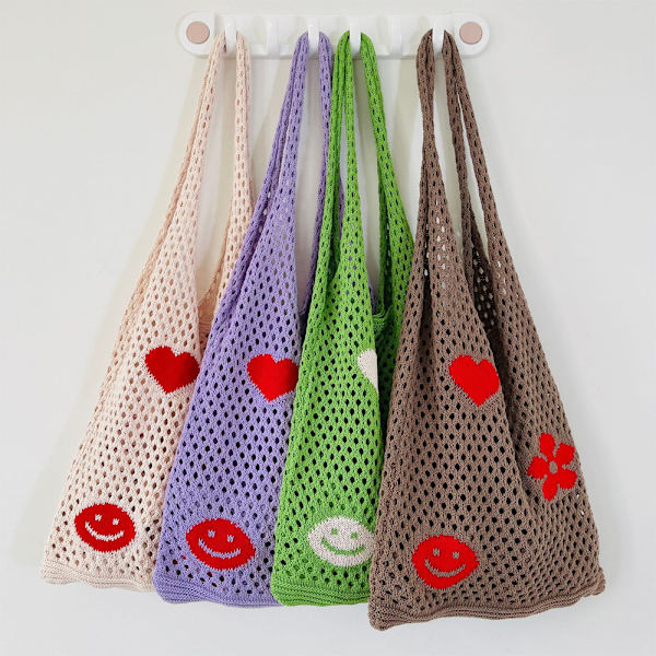 Heklet Tote Bag for Kvinner Tote Bag Jentetilbehør
