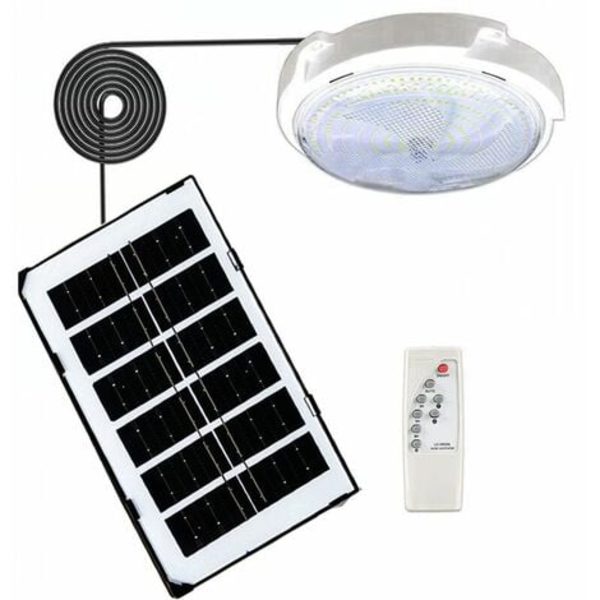 Smart Indendørs Solcelleloftlampe IP66 Solcellehavelampe Udendørs Linje Korridorlampe til Havedekoration (Sort) 65W