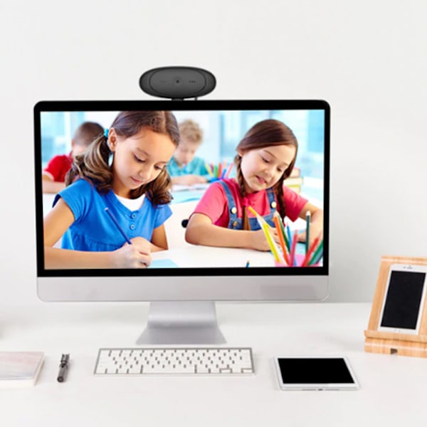 1080P Webkamera med Mikrofon, Driverfri USB HD Webkamera for PC/Mac/Laptop/MacBook/Nettbrett