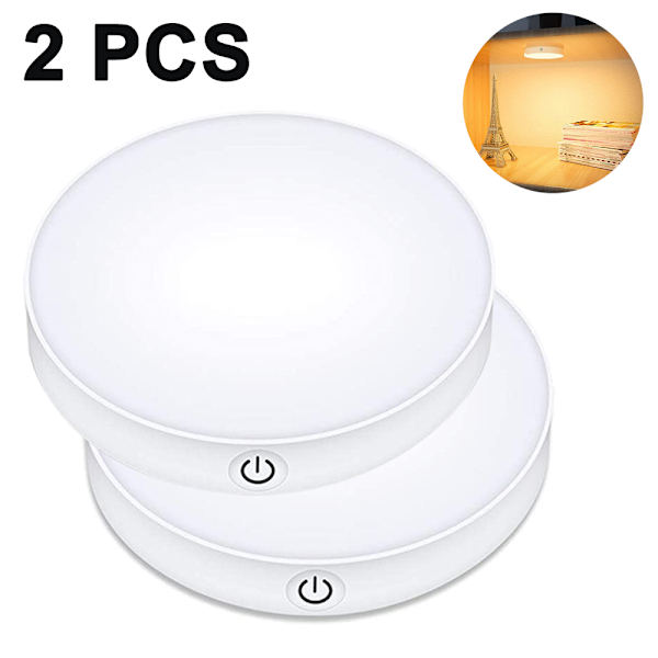2 st touch nattlampor, USB-laddningsbar LED-skåpslampa, klistra på de flesta ställen där garderobslampa för badrum, sovrum och disk