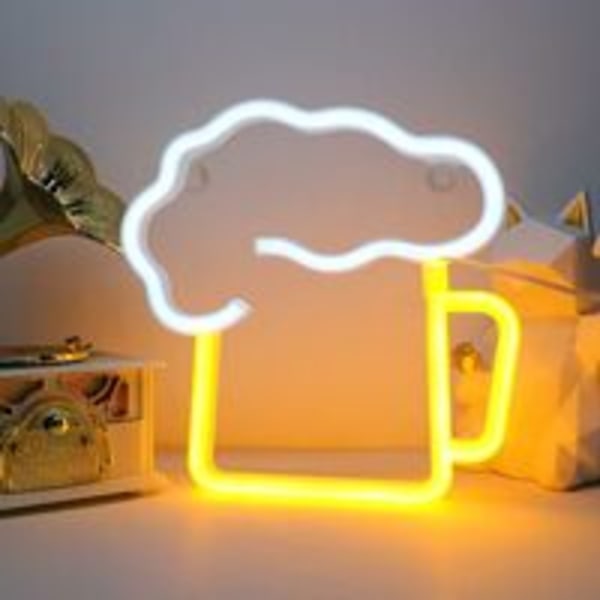 Neonölsskyltar, Neonljus LED Neonljus Batteri och USB Neon Bar Skylt Gul Vit LED Skyltar Dekor för Rum Vägg Neon Skylt för Jul, Bröllop,