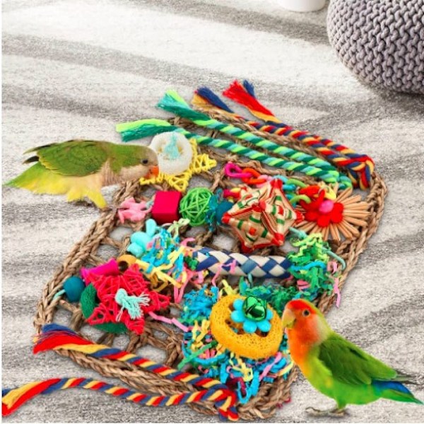 Budgie leksak, papegoja tuggleksak färgglatt naturligt trä