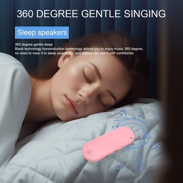 Under Pillow Speaker Multifunktion Stereo Deep Bass Mini Bluetooth Conduction Speaker til Sovetid Pink