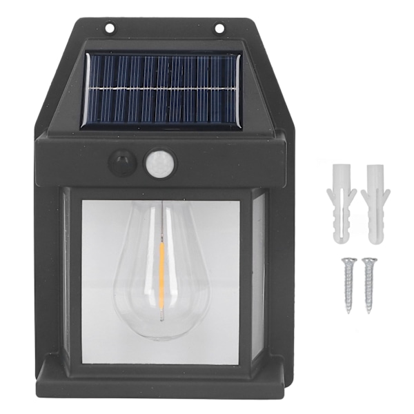 Solar Tungsten Væglampe Udendørs Sensor Interaktionslampe Eksteriør Belysningsarmaturer Vægmontering IP65 Vandtæt Sort