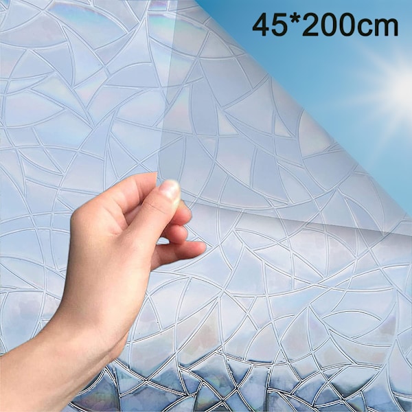 Fönsterfilm Dekorativ Sekretessfilm 3D Ingen Lim Holografisk Glasdekal för Glasdörr Hem Hus Kontor Värme Kontroll Anti UV