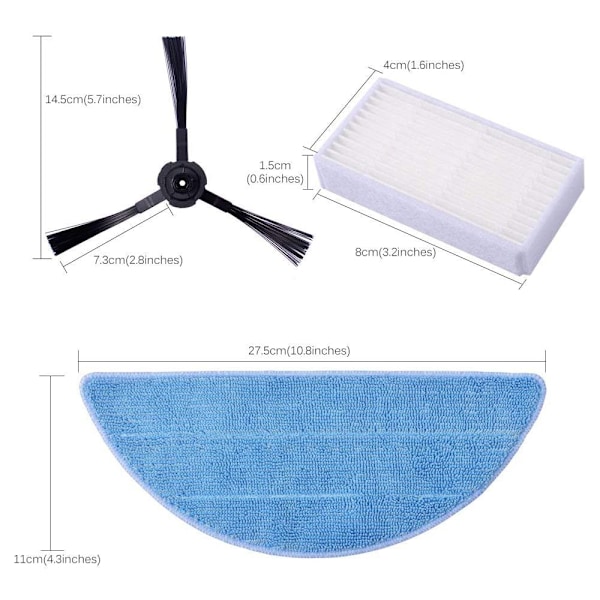 5 pakkausta pölynimuritarvikkeita, lakaisukoneita, suodattimia, sivuharjoja ja moppeja malleille ilife v5s ilife v5 pro ilife x5 V3 + V5 V3 v5pro