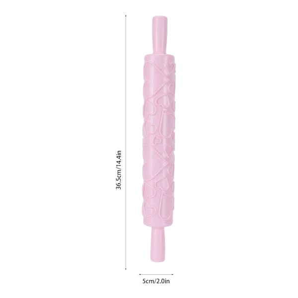 Kavel för fondant, präglad roller i plast för kakor, kex, bakverk, tårtdekoration (Hjärtform)