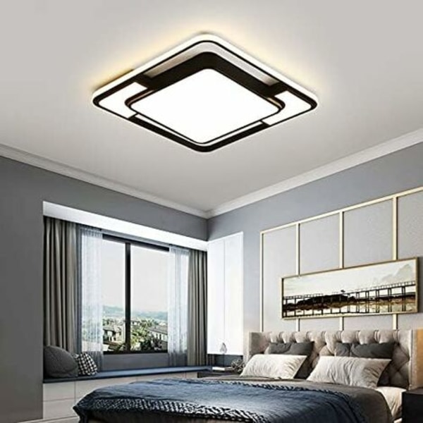 LED Plafondlampe, Diameter 52CM Moderne Firkantet LED Taklampe, 48W Kontinuerlig Dimbar Taklampe med Fjernkontroll for Stue