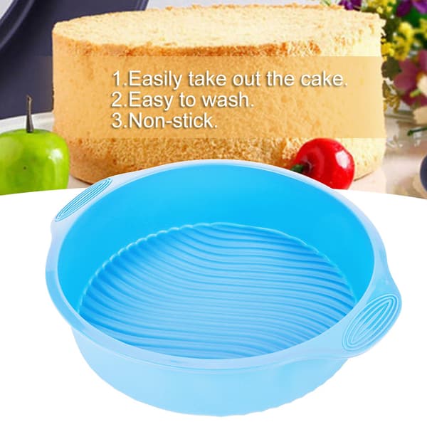 Silikone Kageform Rund Bageform til bagning af kage, pizza, brød og mere (Blå)
